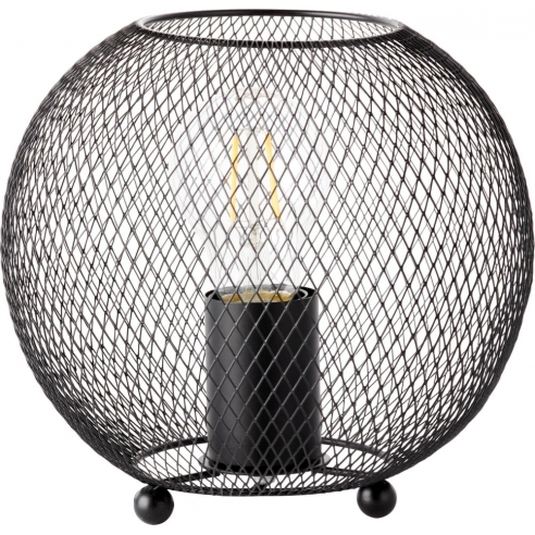 Dekoracyjna Lampa stołowa kula ażurowa Soco czarna Brilliant do sypialni i salonu
