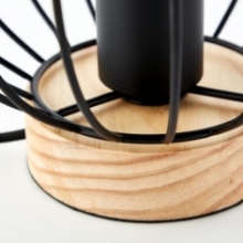 Dekoracyjna Lampa stołowa druciana kula Sorana czarny/drewno Brilliant do sypialni i salonu