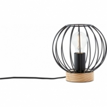 Dekoracyjna Lampa stołowa druciana kula Sorana czarny/drewno Brilliant do sypialni i salonu