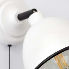 Stylowy Kinkiet rustykalny z włącznikiem sznurkowym Telio biały Brilliant do salonu i sypialni