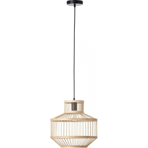 Lampy orientalne | Lampa wisząca bambusowa Teva 35 czarny/naturalny Brilliant do salonu
