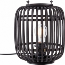 Dekoracyjna Lampa stołowa bambusowa "latarnia" Woodrow ciemne drewno/czarny Brilliant do sypialni i salonu