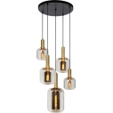 Elegancka lampa wisząca szklana 5 żarówek Joanet 71 szkło dymione Lucide