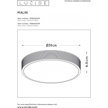 Stylowy Plafon okrągły nowoczesny Malin 39 LED czarny Lucide do sypialni i przedpokoju
