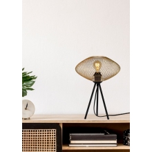 Dekoracyjna Lampa stołowa trójnóg ażurowy Mesh złoty mat Lucide do sypialni i salonu