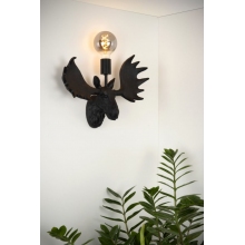 Stylowy Kinkiet dekoracyjny "łoś" Moose czarny Lucide do salonu i sypialni