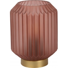 Dekoracyjna Lampa stołowa szklana Sueno różowo-mosiężna Lucide do sypialni i salonu