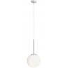 Designerska Lampa wisząca szklana kula Bosso Mini 20 biało-chromowana Aldex do jadalni i salonu