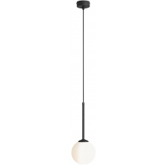 Designerska Lampa wisząca szklana kula Bosso Mini 14 czarna Aldex do jadalni i salonu
