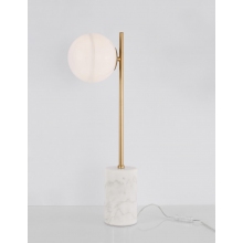 Dekoracyjna Lampa stołowa szklana kula Pekin mosiądz/złoty/biały do sypialni i salonu