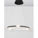 Stylowa Lampa wisząca okrągła nowoczesna Lilla 64 LED czarna do kuchni i sypialni