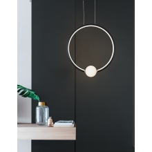 Stylowa Lampa wisząca okrągła nowoczesna Lilla 43 LED czarna do kuchni i sypialni