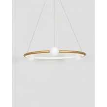 Stylowa Lampa wisząca okrągła glamour Lilla 64 LED satynowe złoto do kuchni i sypialni