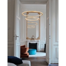 Stylowa Lampa wisząca okrągła podwójna Nolion 60 LED mosiądz/złoty do kuchni i sypialni