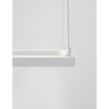 Stylowa Lampa wisząca kwadratowa Natan 50 LED biały piaskowy do salonu i jadalni