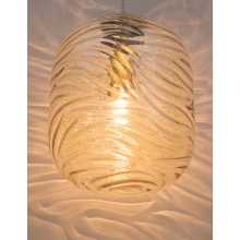 Stylowa Lampa wisząca szklana dekoracyjna Pomissio 24 mosiądz/szampański do salonu i jadalni