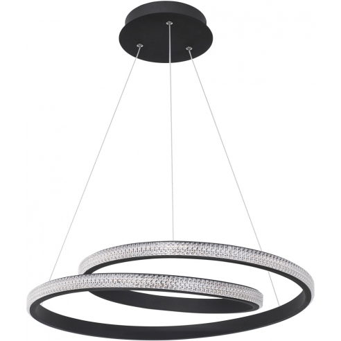 Stylowa Lampa wisząca glamour z kryształkami Grosse 55 LED czarny piaskowy do salonu i jadalni