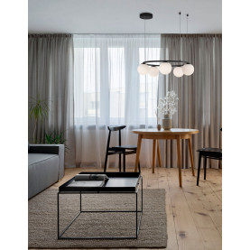 Lampa wisząca Pauline 50 LED, żyrandol 5 ramienny. Czarny żyrandol z pięcioma białymi szklanymi kulami. Nowoczesny design, eleganckie oświetlenie LED. Idealna do salonu, jadalni.  Regulacja wysokości. 2