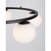 Stylowa Lampa wisząca okrągła szklane kule Pauline 50 LED czarny piaskowy/biały do salonu i jadalni