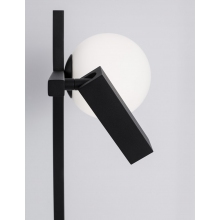 Dekoracyjna Lampa stołowa szklana kula z reflektorkiem Pauline LED czarny piaskowy/biały do sypialni i salonu