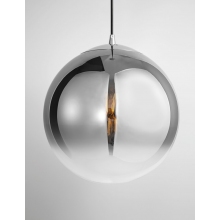 Stylowa Lampa wisząca szklana kula nowoczesna Fitzione 30 szkło dymione/chrom do salonu i jadalni