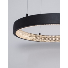 Stylowa Lampa wisząca okrągła z kryształkami Danzio 40 LED czarna do salonu i jadalni