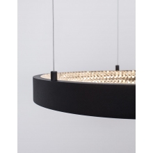 Stylowa Lampa wisząca okrągła z kryształkami Danzio 40 LED czarna do salonu i jadalni