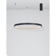 Stylowa Lampa wisząca okrągła z kryształkami Danzio 80 LED czarna do salonu i jadalni