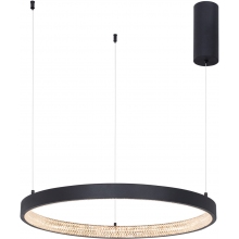 Stylowa Lampa wisząca okrągła z kryształkami Danzio 60 LED czarna do salonu i jadalni