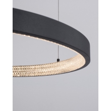 Stylowa Lampa wisząca okrągła z kryształkami Danzio 60 LED czarna do salonu i jadalni