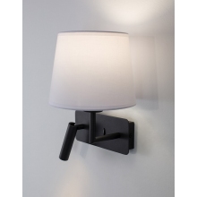Stylowy Kinkiet z abażurem i lampką do czytania Bonso biały/czarny piaskowy do salonu i sypialni
