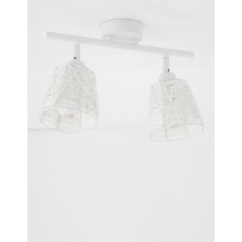Kierunkowy Reflektor sufitowy sznurkowy Hesio II biały do przedpokoju i kuchni