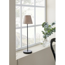 Dekoracyjna Lampa stołowa z abażurem Cozy beżowo-czarna Markslojd do sypialni i salonu