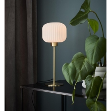 Dekoracyjna Lampa stołowa szklana Sober 15 biało-mosiężna Markslojd do sypialni i salonu