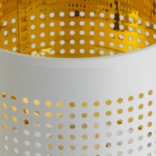Dekoracyjna Lampa stołowa glamour z abażurem Tago biało-złota Tk Lighting do salonu i sypialni.