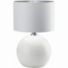 Dekoracyjna Lampa stołowa szklana z abażurem Palla biało-srebrna TK Lighting do sypialni i salonu