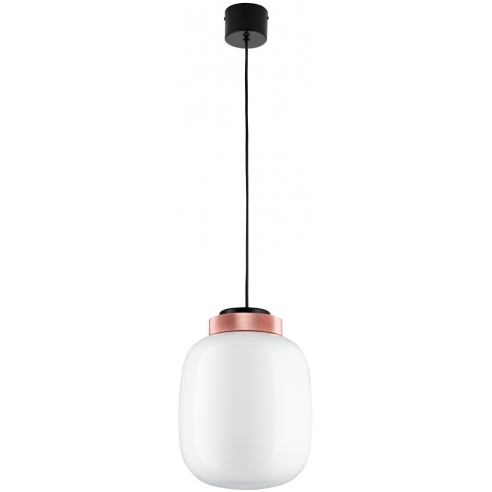 Stylowa Lampa wisząca szklana Boom 25 LED biało-miedziana Step Into Design do salonu i jadalni