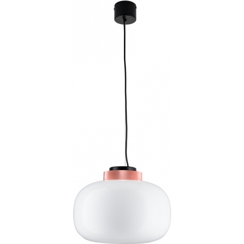 Stylowa Lampa wisząca szklana Boom 35 LED biało-miedziana Step Into Design do salonu i jadalni