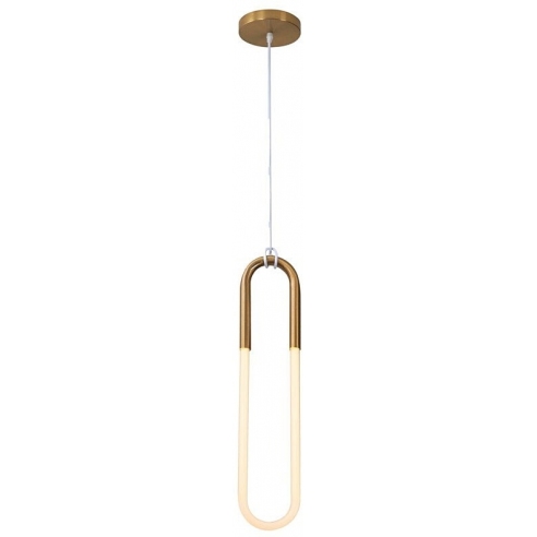 Stylowa Lampa wisząca designerska U-shape 13 LED biało-mosiężna Step Into Design do salonu i jadalni