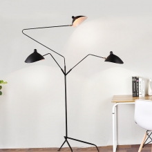 Designerska Lampa podłogowa 3 punktowa Crane Czarna Step Into Design do salonu, sypialni i gabinetu.