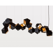 Lampa wisząca designerska New Geometry 14 Czarno Złota Step Into Design do salonu, kuchni i holu.