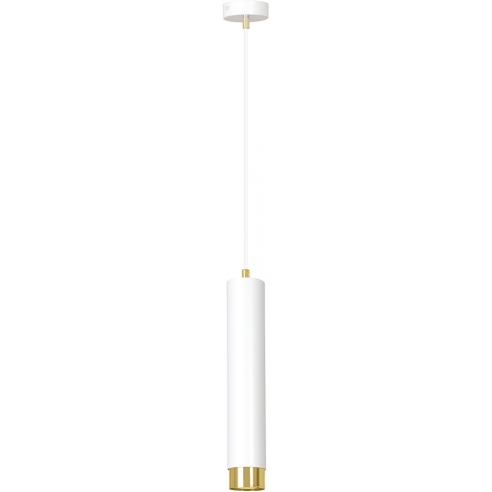 Punktowa Lampa wisząca tuba Kibo 8 biało-złota Emibig nad stół i wyspę kuchenną
