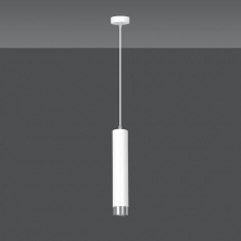 Punktowa Lampa wisząca tuba Kibo 8 biało-chromowana Emibig nad stół i wyspę kuchenną