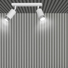 Kierunkowy Reflektor sufitowy podwójny Hiro II biało-chromowany Emibig do przedpokoju i kuchni