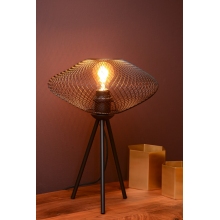 Dekoracyjna Lampa stołowa trójnóg ażurowy Mesh czarna Lucide do sypialni i salonu