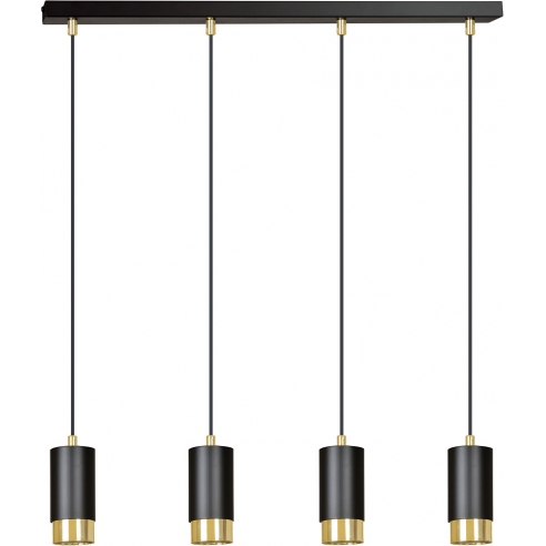 Punktowa Lampa wisząca 4 punktowa Fumiko IV czarno-złota Emibig nad stół i wyspę kuchenną