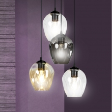 Stylizowana Lampa wisząca szklana Istar IV premium czarny/multikolor Emibig do jadalni i salonu