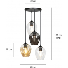 Stylizowana Lampa wisząca szklana Istar IV premium czarny/multikolor Emibig do jadalni i salonu