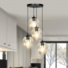 Stylizowana Lampa wisząca szklana Istar IV premium czarno-miodowa Emibig do jadalni i salonu