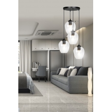 Stylizowana Lampa wisząca szklana Istar IV premium czarno-przezroczysta Emibig do jadalni i salonu